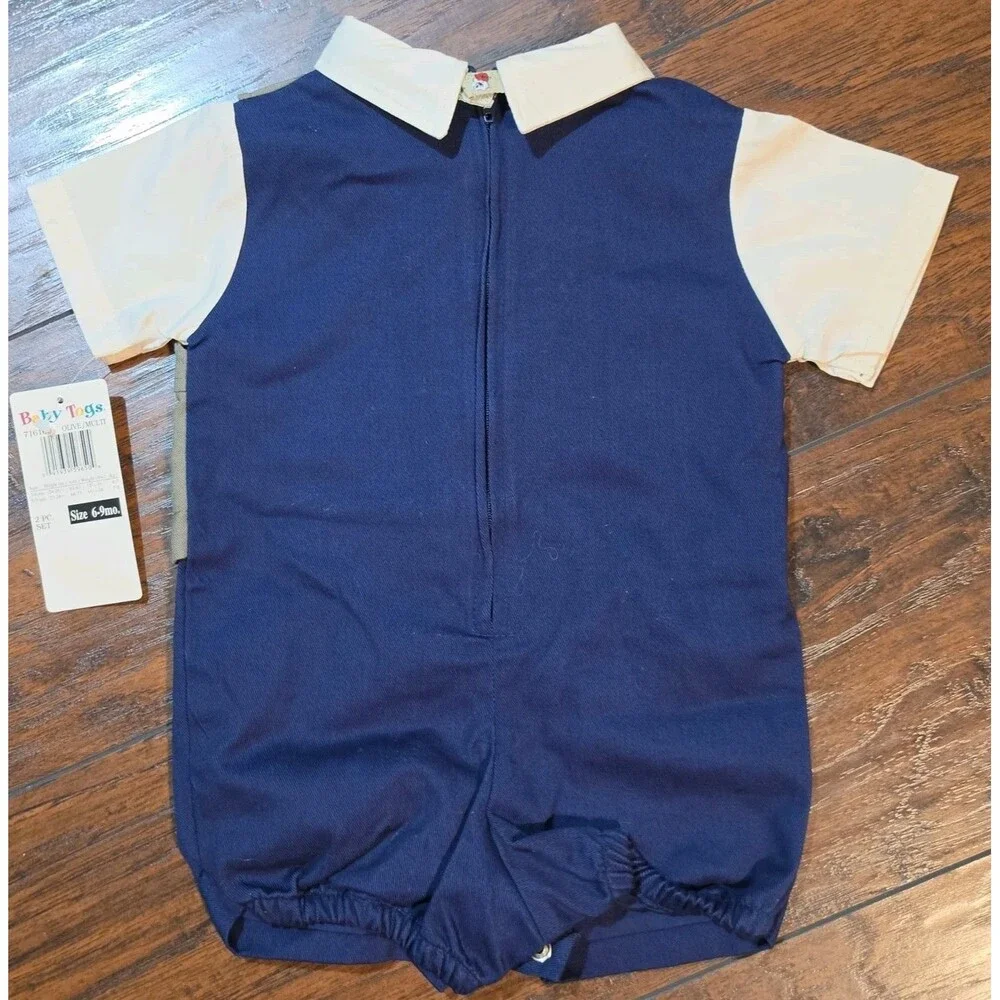 Vtg Baby Togs Boy 6-9 Months 2 Piece Romper Nwt